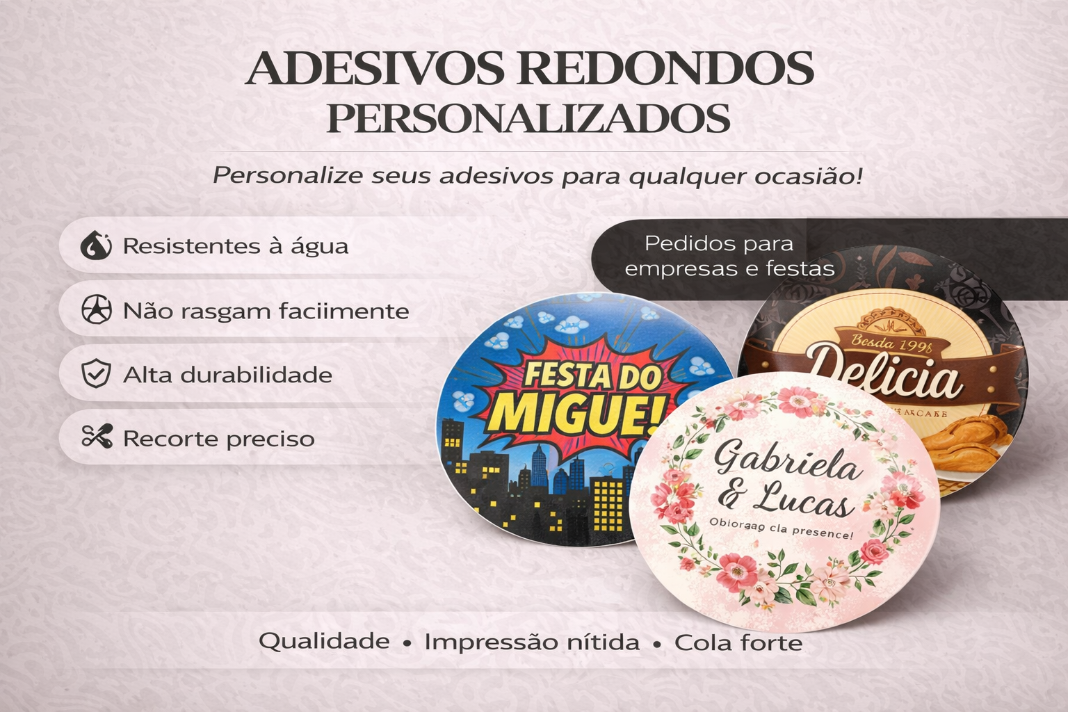 Etiquetas Adesivas Personalizadas Vinil | Adesivo Personalizado