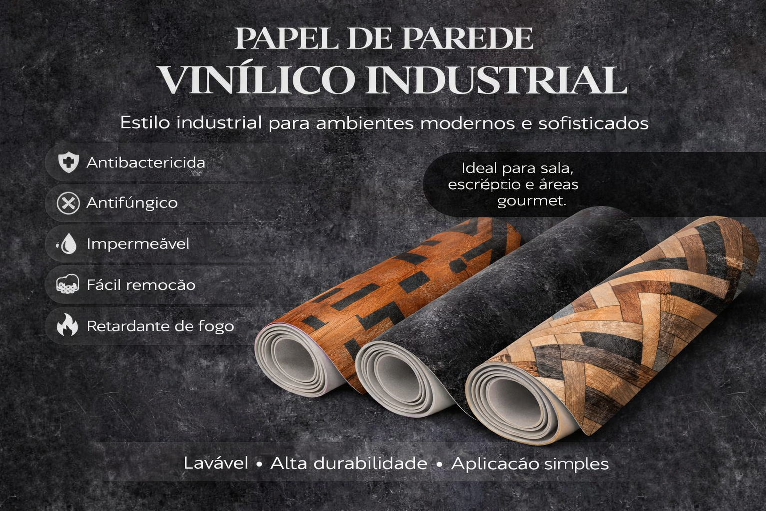 Papel de Parede Adesivo Vinilico Lavável INDUSTRIAL Quarto,Sala, Cozinha,Banheiro