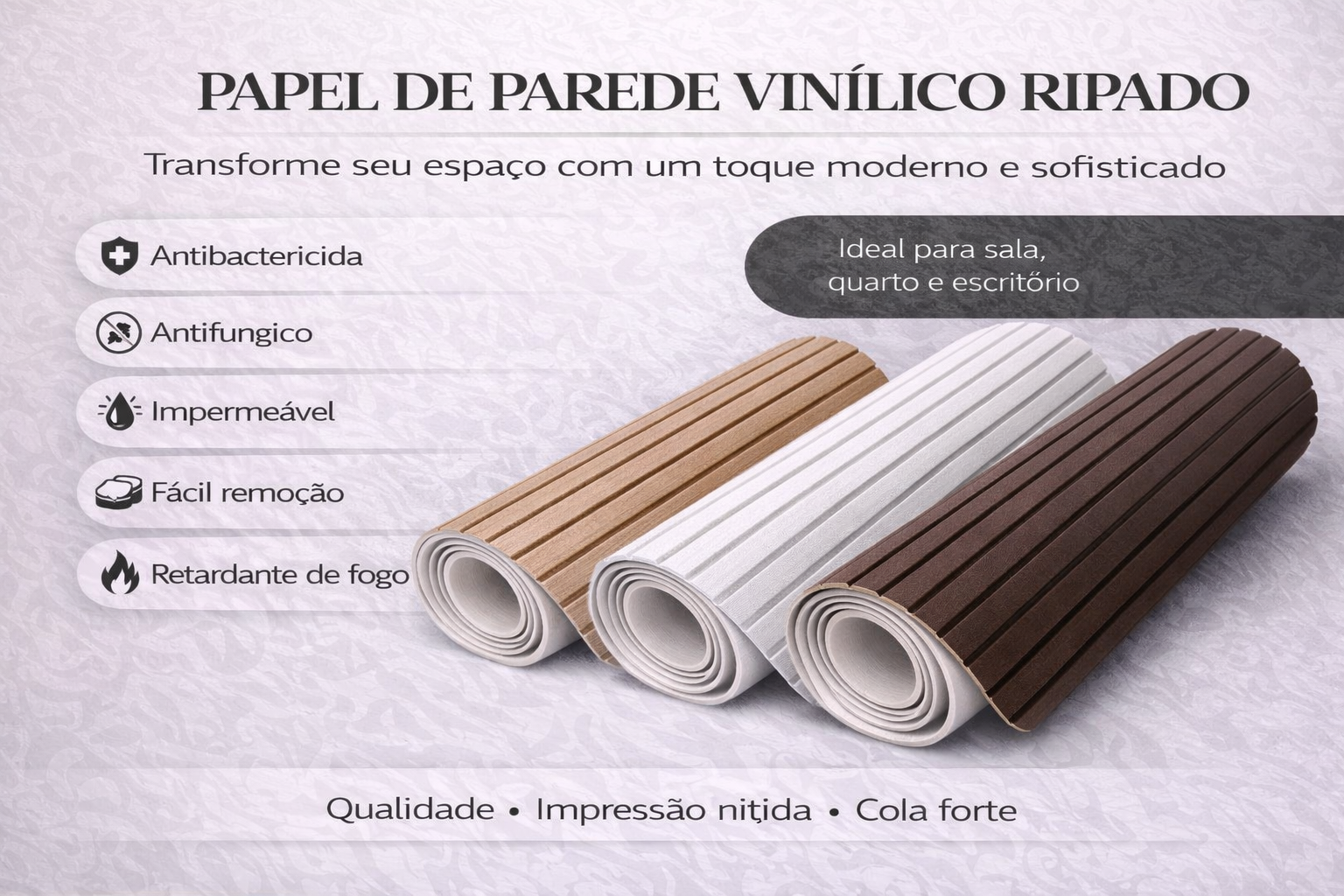 Papel de Parede Adesivo Vinilico Lavável Ripado Vários Modelos Quarto,Sala, Cozinha,Banheiro