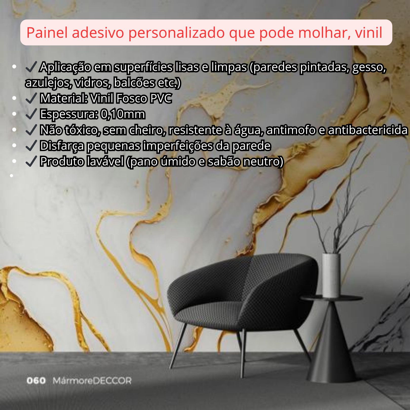 Papel de Parede Adesivo Vinilico Lavável Mármore Vários Modelos Quarto,Sala, Cozinha,Banheiro mt2 - Imagem 5